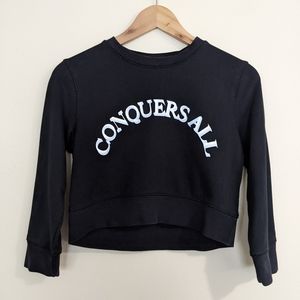 Talula Cropped Conquers All Pullover Lightweight Sweatshirt | Black Crop Top